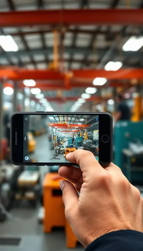 Grabación con el teléfono de la nave de producción de un proveedor chino